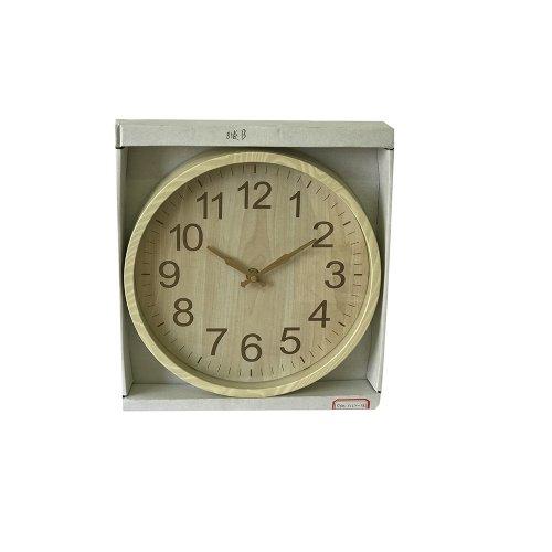 RELOJ 25 CM SIMIL MADERA CLARA (SEGUNDERO CONTINUO)