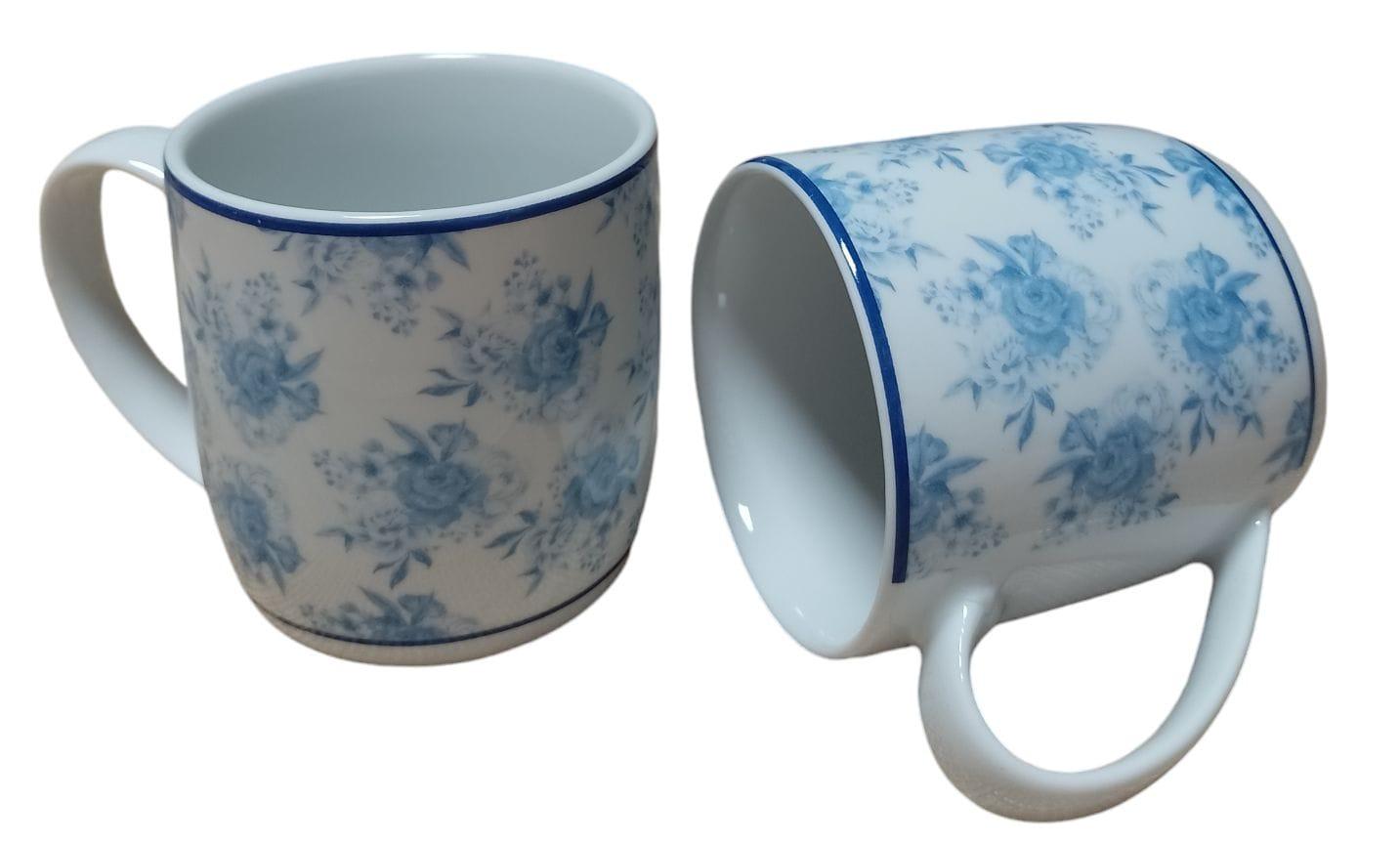 TAZA MUG DE PORCELANA 370 ML PEONIAS AZUL