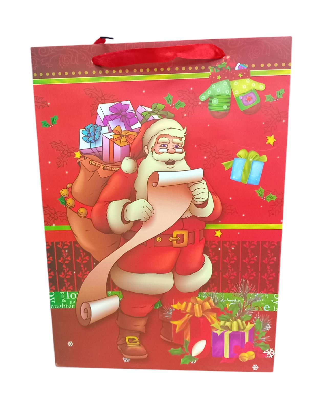 BOLSA DE REGALO CARTON PAPA NOEL 30X43X12 CM