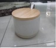 AZUCARERA CERAMICA C/TAPA BAMBU Y CUCHARA